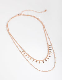 Rose Gold Short Mini Cross 2-Row Necklace - link has visual effect only