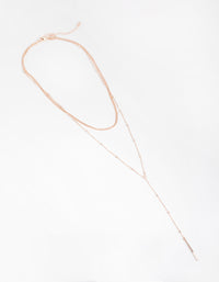 Rose Gold Fine Y-Chain 2-Row Necklace - link has visual effect only