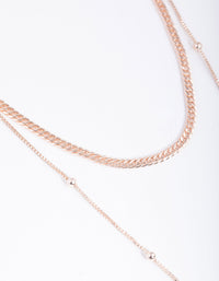 Rose Gold Fine Y-Chain 2-Row Necklace - link has visual effect only
