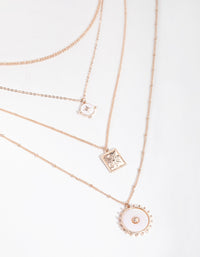 Rose Gold Long Shell 4-Row Necklace - link has visual effect only