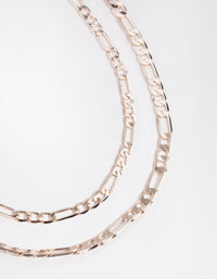 Rose Gold Short Flat Chain 2-Row Necklace - link has visual effect only