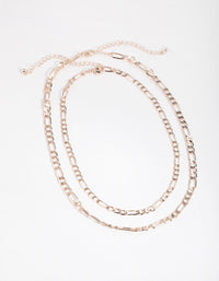 Rose Gold Short Flat Chain 2-Row Necklace - link has visual effect only