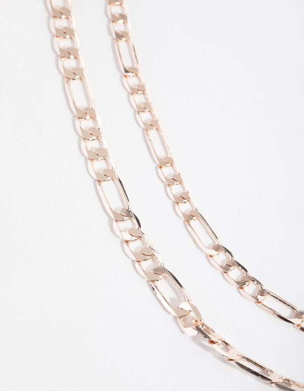 Rose Gold Short Flat Chain 2-Row Necklace