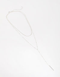 Silver Fine Y-Chain 2-Row Necklace - link has visual effect only