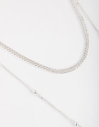Silver Fine Y-Chain 2-Row Necklace - link has visual effect only