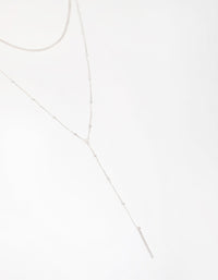Silver Fine Y-Chain 2-Row Necklace - link has visual effect only