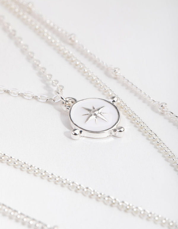Silver Long Shell 4-Row Necklace