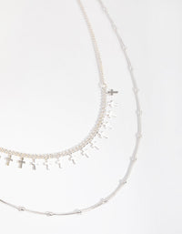 Short Mini Cross 2-Row Necklace - link has visual effect only