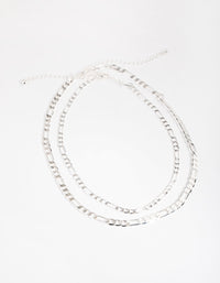 Silver Short Flat Chain 2-Row Necklace - link has visual effect only