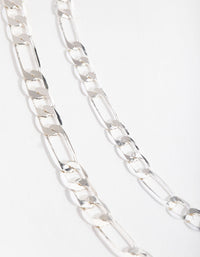 Silver Short Flat Chain 2-Row Necklace - link has visual effect only
