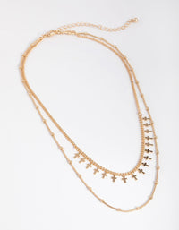 Gold Short Mini Cross 2-Row Necklace - link has visual effect only
