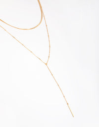 Gold Fine Y-Chain 2-Row Necklace - link has visual effect only