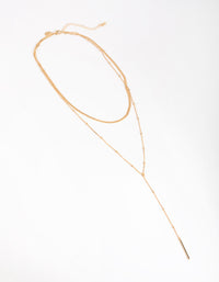 Gold Fine Y-Chain 2-Row Necklace - link has visual effect only