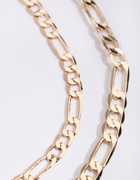 Gold Short Flat Chain 2-Row Necklace - link has visual effect only