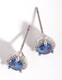 Cubic Zirconia Rhodium Pear Halo Stud Earrings - link has visual effect only