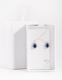 Cubic Zirconia Rhodium Pear Halo Stud Earrings - link has visual effect only