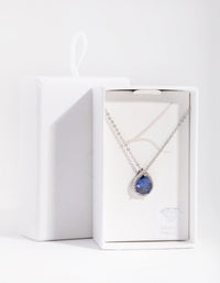 Cubic Zirconia Rhodium Pear Halo Necklace - link has visual effect only