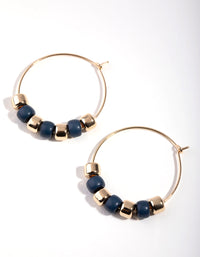 Gold Bead Charm Hoop Earrings - link has visual effect only