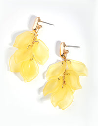 Gold Acrylic Petal Drop Earrings - link has visual effect only