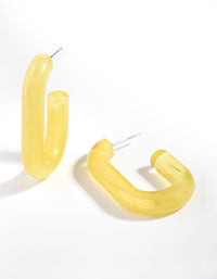 Yellow Acrylic Oval Hoop Earrings - link has visual effect only