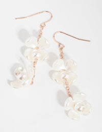Rose Gold Faux Pearl Flower Drop Earrings - link has visual effect only