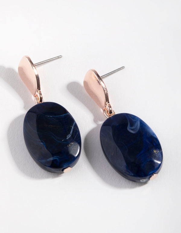 Rose Gold Stone Bead Drop Earrings