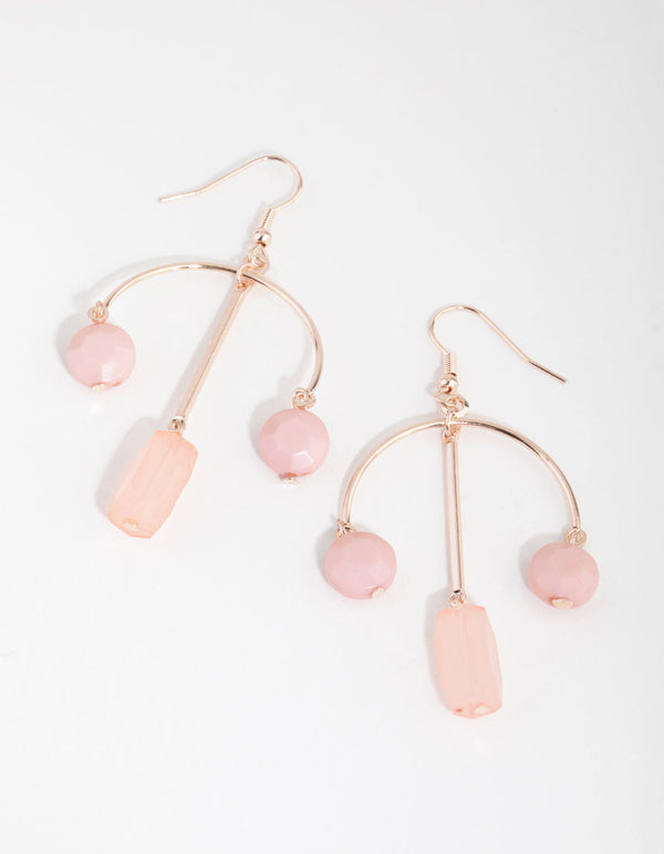 Rose Gold Statement Bead Drop Earrings