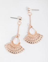 Rose Gold Round Stone Fan Drop Earrings - link has visual effect only