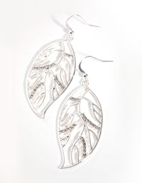 Silver Diamante Tree Leaf Drop Earrings - link has visual effect only
