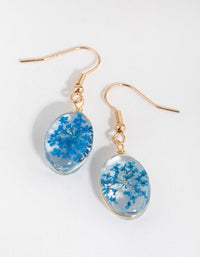 Blue Oval Clear Bead Drop Earrings - link has visual effect only