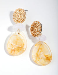 Gold Filigree Disc Bead and Disc Drop Earrings - link has visual effect only