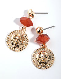 Gold Bead and Coin Drop Earrings - link has visual effect only