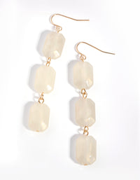 White Tripple Bead Drop Earrings - link has visual effect only