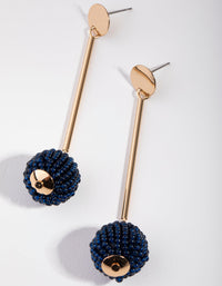Gold Bead Ball Stick Drop Earrings - link has visual effect only
