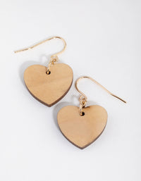 Gold Wooden Heart Drop Earrings - link has visual effect only