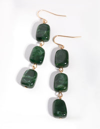 Green Tripple Square Bead Drop Earrings - link has visual effect only