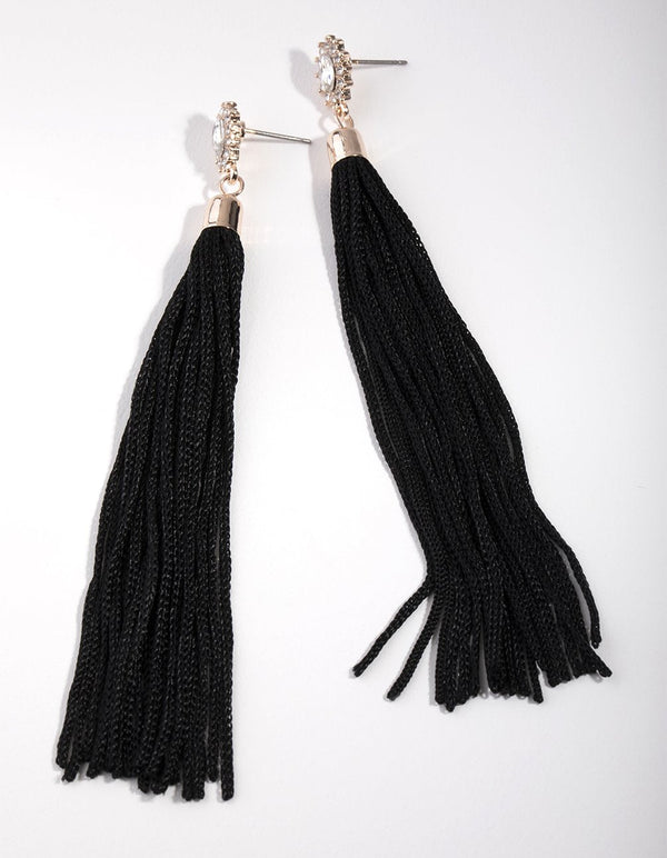 Rose Gold Long Rope Tassel Drop Earrings