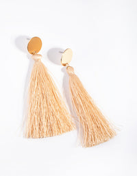 Gold Disc Tassel Drop Earrings - link has visual effect only