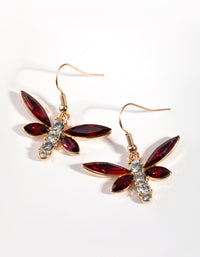 Gold Diamante Bug Drop Earrings - link has visual effect only