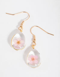Pink Teardrop Clear Bead Drop Earrings - link has visual effect only