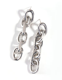 Rhodium Thick Chain Drop Earrings - link has visual effect only