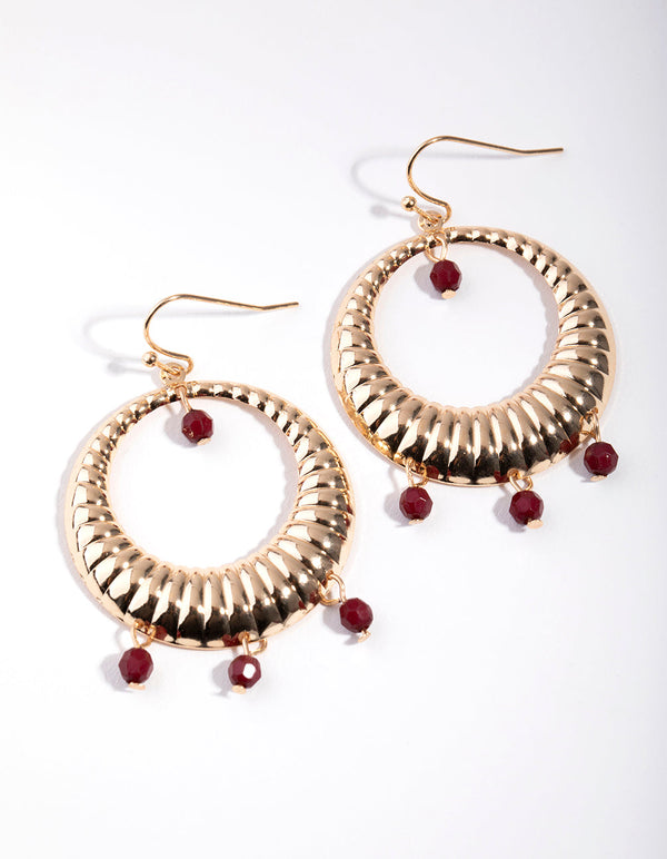 Gold Jingly Bead Round Drop Earrings