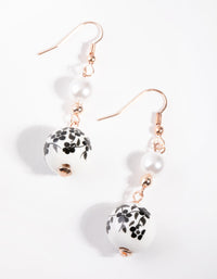 Rose Gold Floral Bead Drop Earrings - link has visual effect only