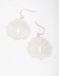 Rose Gold Metal Lace Drop Earrings - link has visual effect only