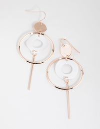 Rose Gold Circle and Stick Drop Earrings - link has visual effect only