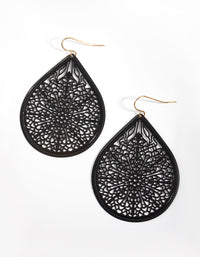 Black Metal Filigree Teardrop Earrings - link has visual effect only