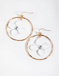 Gold Flower-in-Hoop Drop Earrings - link has visual effect only