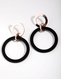 Rose Gold Double Metal Circle Drop Earrings - link has visual effect only