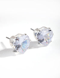 Silver Heart Stone Claw Stud Earrings - link has visual effect only