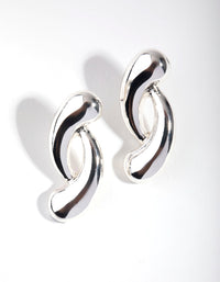 Silver Abstract Shape Stud Earrings - link has visual effect only